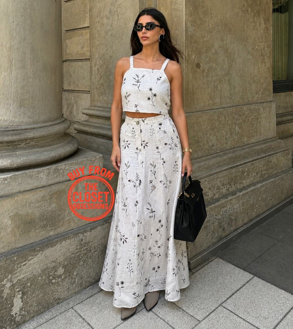 Zara Linen Blend Embroidered Co Ord Set NWT Crop Top Maxi Skirt Resortwear